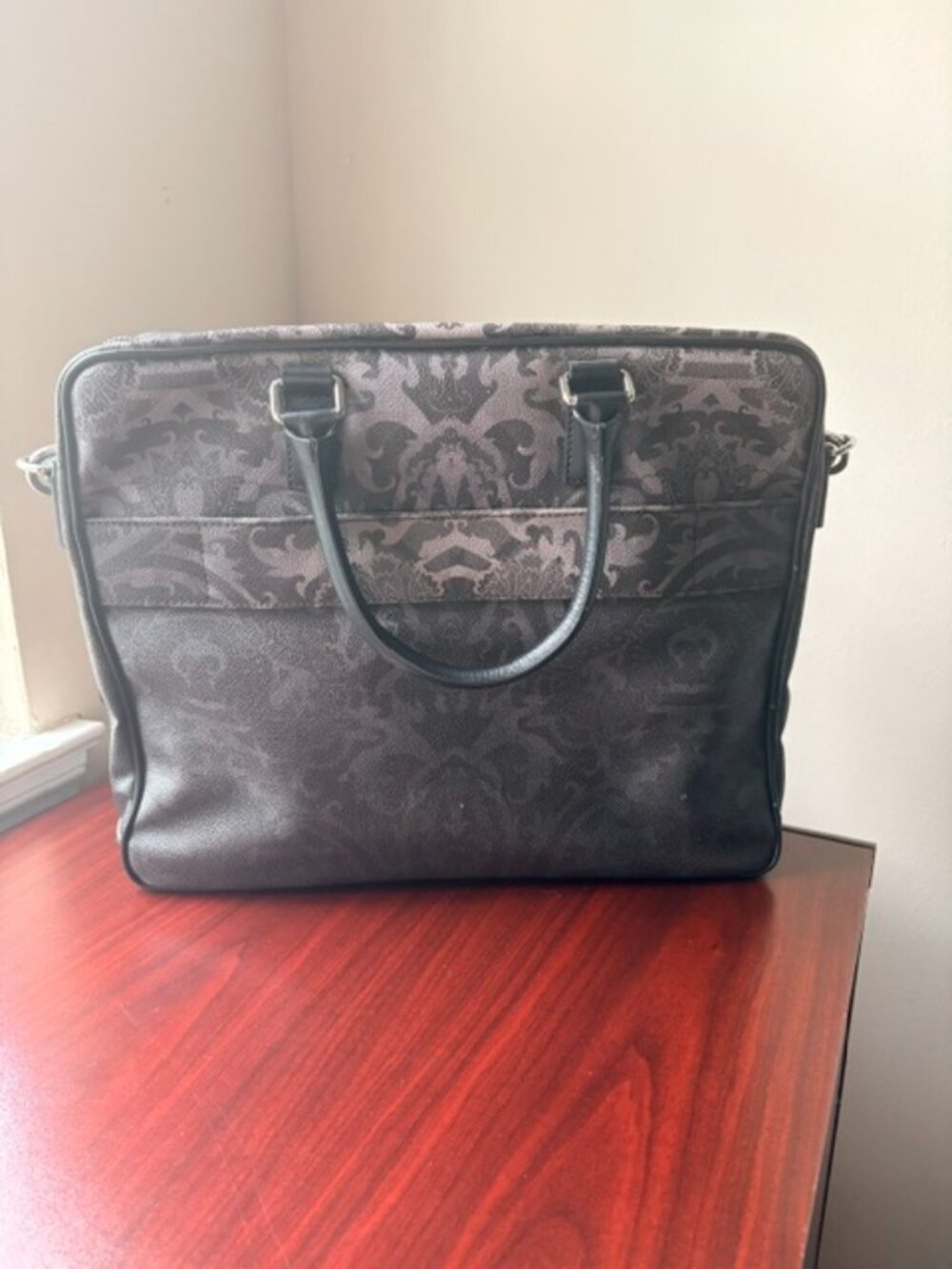 ETRO Milano Italian Leather Laptop/Briefcase Bag - Damask Print